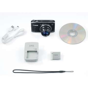 Canon PowerShot SX260 HS 12.1 MP CMOS Digital Camera with 20x Image Stabilized Zoom 25mm Wide-Angle Optical Lens and 1080p HD Video (Black)