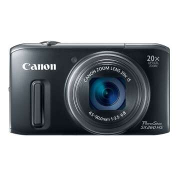 Canon PowerShot SX260 HS 12.1 MP CMOS Digital Camera with 20x Image Stabilized Zoom 25mm Wide-Angle Optical Lens and 1080p HD Video (Black)