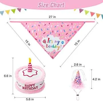 Dog Birthday Bandana Set - Cute Hat and Squeaky Cake Toy for Birthday Party Supplies Gift - Great fo...