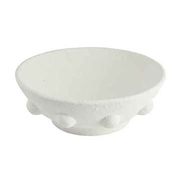 Creative Co-Op Terracotta Raised Dot Design, White Decorative Bowl