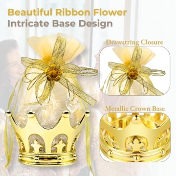 Elegant Fillable Gold Crown Party Favors - 24 Pack