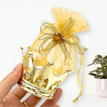 Elegant Fillable Gold Crown Party Favors - 24 Pack