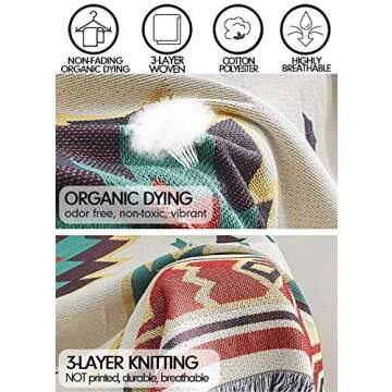 WarmTide Southwestern Soft Throw Blankets with Tassels Cozy Cotton Woven Aztec Knitted Bed Couch Throws Sofa Chair Towel Multi-Function for Home Decor Office Travel