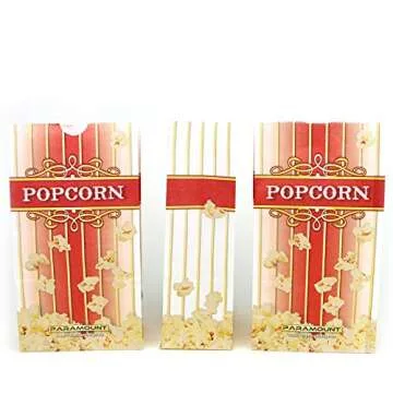 100 Popcorn Serving Bags - 'Small' Standalone Flat Bottom Paper Bag Style