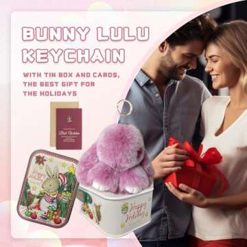 Bunny Lulu - Easter Keychain With Tin Box, Bunnylulu Lucky Keychains, Handmade Soft Bunny Keychain(R...