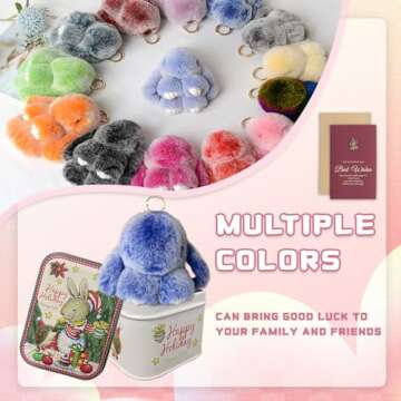 Bunny Lulu - Easter Keychain With Tin Box, Bunnylulu Lucky Keychains, Handmade Soft Bunny Keychain(Red)