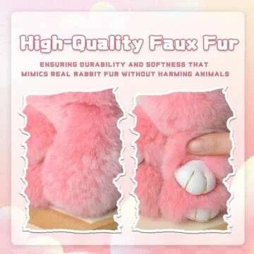 Bunny Lulu - Easter Keychain With Tin Box, Bunnylulu Lucky Keychains, Handmade Soft Bunny Keychain(Red)