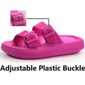 Weweya Hot Pink Slide Sandals with Adjustable Buckles