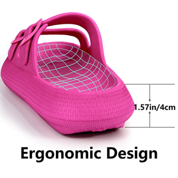 Weweya Hot Pink Slide Sandals with Adjustable Buckles