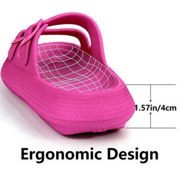 Weweya Hot Pink Slide Sandals with Adjustable Buckles