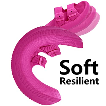 Weweya Hot Pink Slide Sandals with Adjustable Buckles