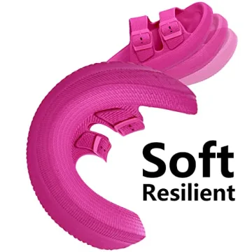 Weweya Hot Pink Slide Sandals with Adjustable Buckles