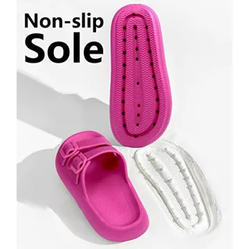 Weweya Hot Pink Slide Sandals with Adjustable Buckles