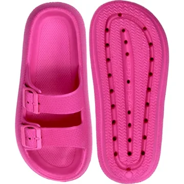 Weweya Hot Pink Slide Sandals with Adjustable Buckles