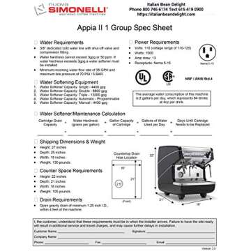 Nuova Simonelli Appia II Semi-Auto 1 Group Espresso Machine MAPPIA5SEM01 with Free Espresso Starter Kit and 3M Water Filter System