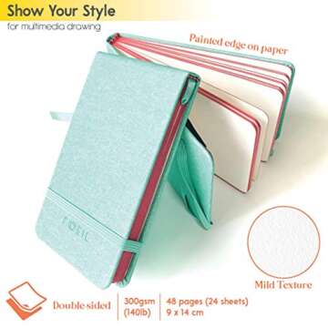 L'Oeil Mellow Art Watercolor Sketchbook: Travel Journal 9x14cm, 300gsm Dual Textured Paper, with Har...