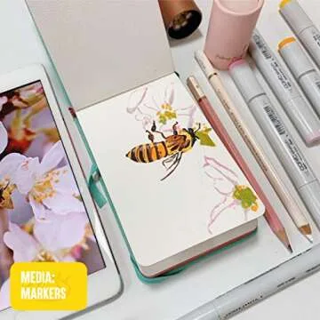 L'Oeil Mellow Art Watercolor Sketchbook: Travel Journal 9x14cm, 300gsm Dual Textured Paper, with Hardcover, Inner Pocket and Elastic Strap, for Watercolor, Watercolour pens, Gouache & Mixed Media