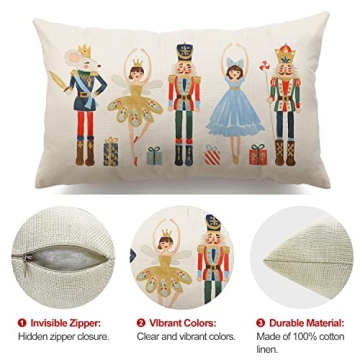 Merry Christmas Throw Pillow Cover Nutcracker Decor 12x20 Inch