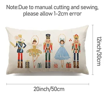 Merry Christmas Throw Pillow Cover Nutcracker Decor 12x20 Inch