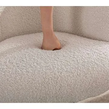 DUOMAY Swivel Accent Chair Armchair, Modern Faux Fur Round Barrel Chair with Gold Base for Living Room Bedroom Reading Room Office, White