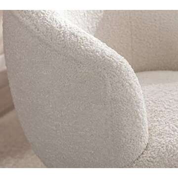 DUOMAY Swivel Accent Chair Armchair, Modern Faux Fur Round Barrel Chair with Gold Base for Living Room Bedroom Reading Room Office, White