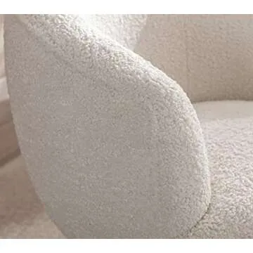 DUOMAY Swivel Accent Chair Armchair, Modern Faux Fur Round Barrel Chair with Gold Base for Living Room Bedroom Reading Room Office, White