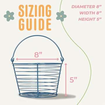 CONCORD 8" Egg Basket For Storage Collecting and Transporting Chicken and Duck Eggs. Farm Grade Wire...