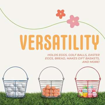 CONCORD 8" Egg Basket For Storage Collecting and Transporting Chicken and Duck Eggs. Farm Grade Wire Baskets. 2 Pack (Blue)