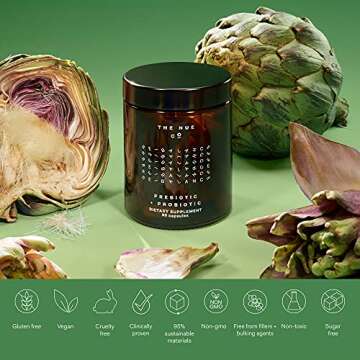 The Nue Co. Natural Prebiotic + Probiotic - IBS Relief - Supports Gut Health, Immunity, and Skin - Spore Based Bacteria - Vegan - Organic - Time-Delayed - 30 Day Supply