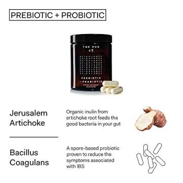 The Nue Co. Natural Prebiotic + Probiotic - IBS Relief - Supports Gut Health, Immunity, and Skin - Spore Based Bacteria - Vegan - Organic - Time-Delayed - 30 Day Supply