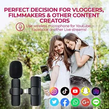 STIMAXON Wireless Lavalier Microphone for iPhone iPad, Plug Play Lapel Clip-on Mini Wireless Mic for YouTube TikTok Facebook Live Stream Video Recording, Noise Reduction, No APP or Bluetooth Needed
