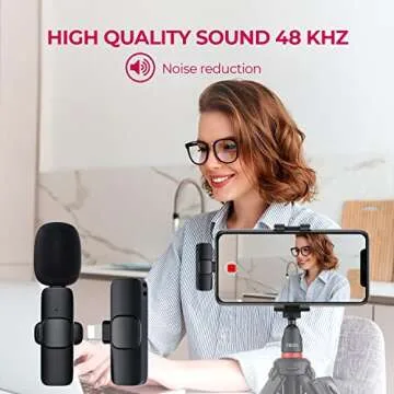 STIMAXON Wireless Lavalier Microphone for iPhone iPad, Plug Play Lapel Clip-on Mini Wireless Mic for YouTube TikTok Facebook Live Stream Video Recording, Noise Reduction, No APP or Bluetooth Needed