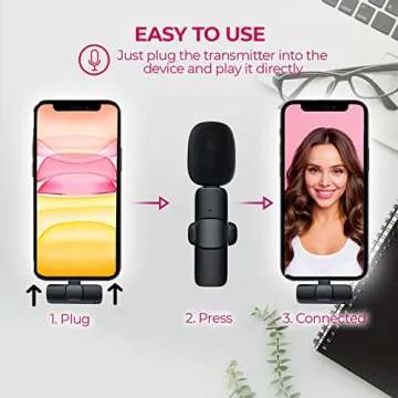 STIMAXON Wireless Lavalier Microphone for iPhone iPad, Plug Play Lapel Clip-on Mini Wireless Mic for YouTube TikTok Facebook Live Stream Video Recording, Noise Reduction, No APP or Bluetooth Needed