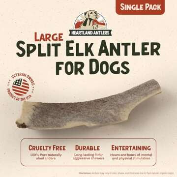 Heartland Elk Antlers for Dogs - Grade A, Naturally Shed Antlers | Dog Bones for Aggressive Chewers ...