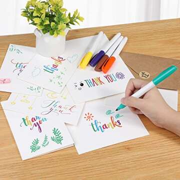 Ohuhu 144 Bulk Thank You Cards with Envelopes, Thank You Notes Box Set with Elegant 8 Rainbow Colorful Designs Greeting Card for Wedding, Business, Birthday, Baby Shower, Blank Inside, 4 x 6 Inch