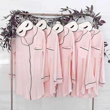 ModParty Women’s Long Sleeve Pajama Top Button Down Bridesmaid Bachelorette Sleep Shirt Dress (Pink)