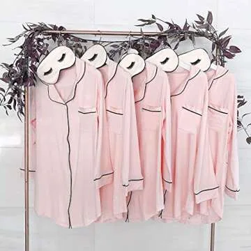 ModParty Women’s Long Sleeve Pajama Top Button Down Bridesmaid Bachelorette Sleep Shirt Dress (Pink)