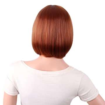 MapofBeauty 12 Inch/30 cm Short Bob Straight Side Bangs Synthetic Fiber Heat Resistant Hair Party Cosplay Wig (Ginger Orange)