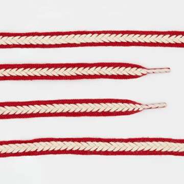 Lilybekind 3/5" Wide Thick fat shoe laces for sneakers boots flat replacement shoelaces shoe strings (Red white, 120cm)