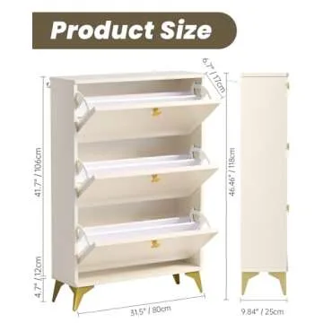 Seeday Shoe Storage Cabinet with 3 Flip Drawers, Shoe Rack Cabinet with 3-Tier Removable Shelves and...