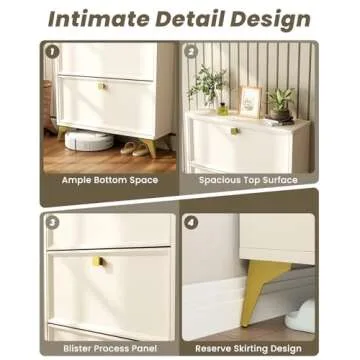 Seeday Slim Shoe Storage Cabinet with Gold Handles