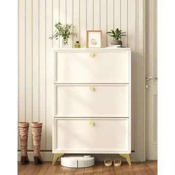 Seeday Slim Shoe Storage Cabinet with Gold Handles