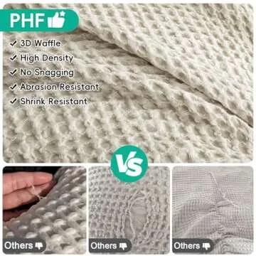 PHF Waffle Weave Duvet Cover Set King Size, 3 Piece Ultra Soft Breathable Durable Comforter Cover for All Season, Waffle Textured Duvet Set with 2 Pillow Shams Bedding Collection, 104"x90", Linen