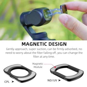 BRDRC Pocket 3 ND Filters Set, 6 Pack - CPL ND4 ND8 ND16 ND32 ND64 Lens Filter for DJI Osmo Pocket 3 Creator Combo Camera Accessories - Can be Stacked