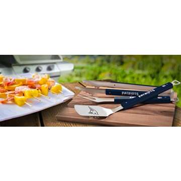 YouTheFan NFL New England Patriots Spirit Series 3-Piece BBQ Set , Stainless Steel, 22" x 9"