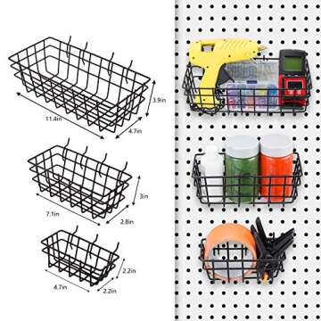 208Pcs Pegboard Hooks Assortment with 3 Pegboard Baskets Organizing Tools Garage Storage System for Kitchen Craft Room