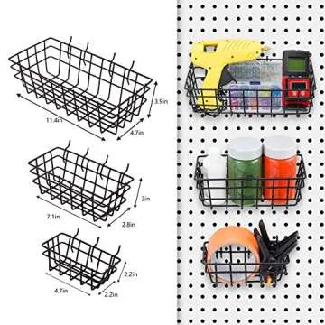 208Pcs Pegboard Hooks Assortment with 3 Pegboard Baskets Organizing Tools Garage Storage System for Kitchen Craft Room