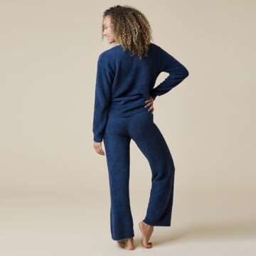 Softies Ultra-Soft Solid Marshmallow V-Neck Lounge Set for Women, Midnight, M