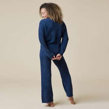 Softies Ultra-Soft Solid Marshmallow V-Neck Lounge Set for Women, Midnight, M