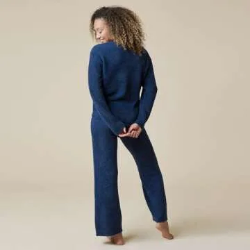 Softies Ultra-Soft Solid Marshmallow V-Neck Lounge Set for Women, Midnight, M